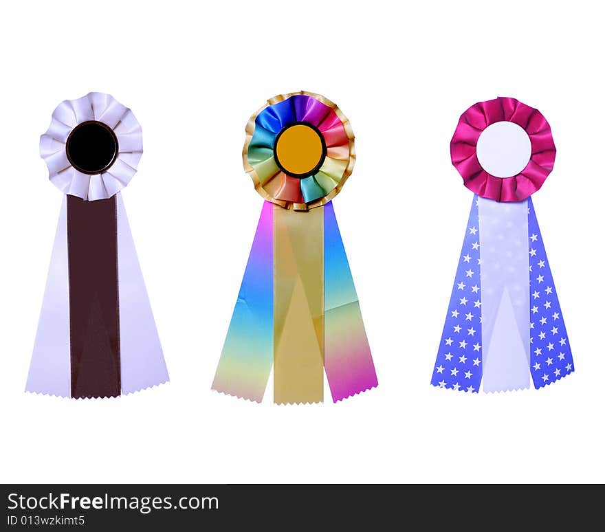 Set of three satin ribbons isolated on white