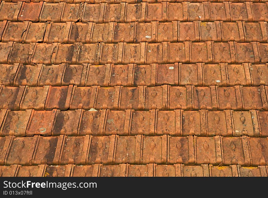 A tiled roof in France. A tiled roof in France