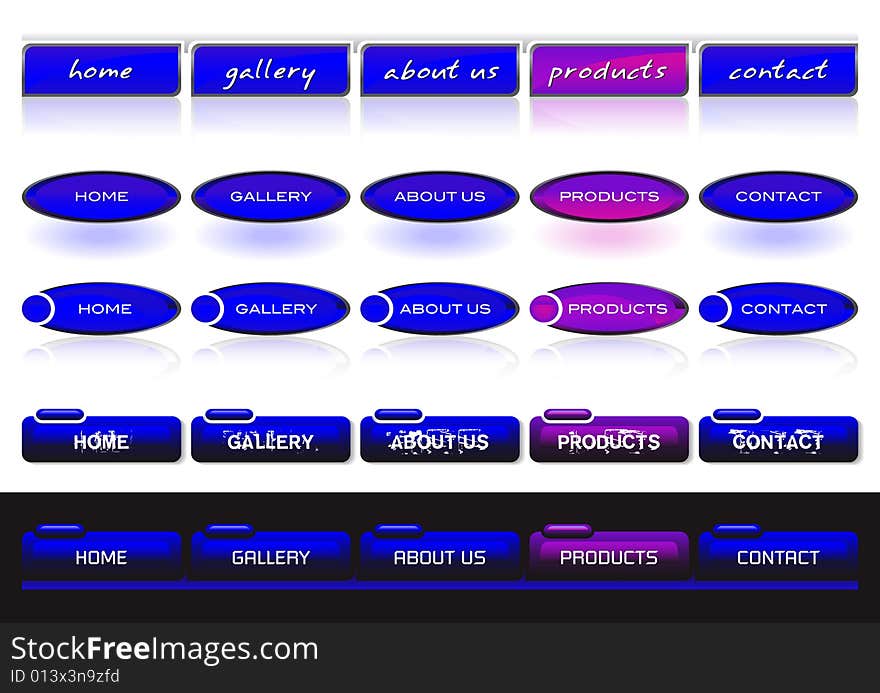 Web navigation tools in purple and blue. Web navigation tools in purple and blue