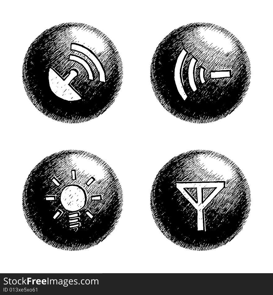 Sketchy style buttons for multimedia interface. Sketchy style buttons for multimedia interface.