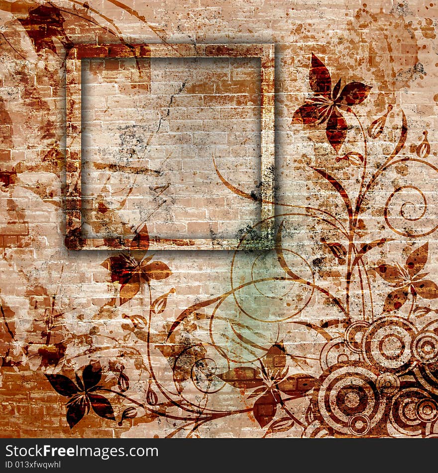 Grunge background with  cracks, dirt, stains,floral. Grunge background with  cracks, dirt, stains,floral