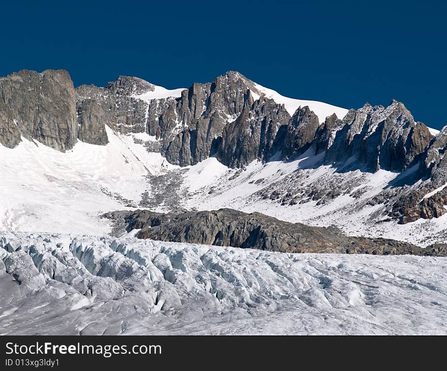 View of edge of Rhone glacier, Switzerland