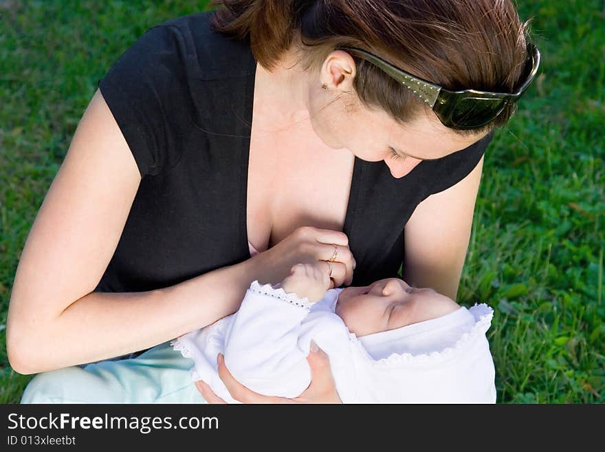 Happy mother with baby boy