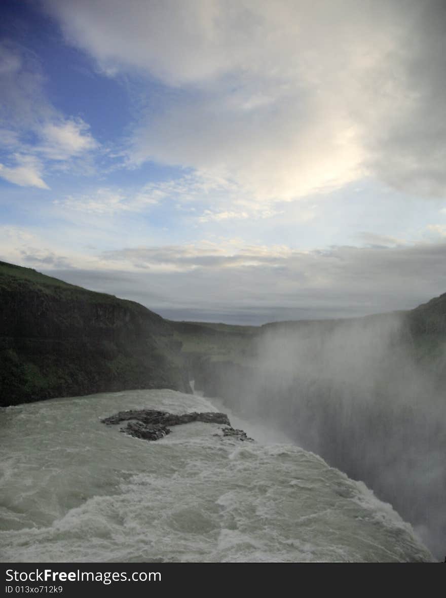 Gulfoss and blue sky