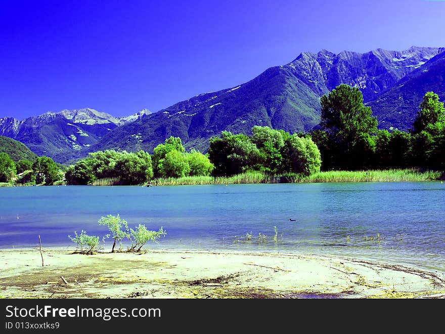 Lake and mountains