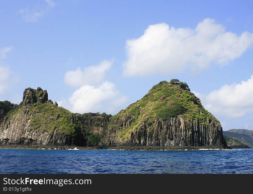 Dois Irmaos on the island of Fenando de Noronha. Dois Irmaos on the island of Fenando de Noronha