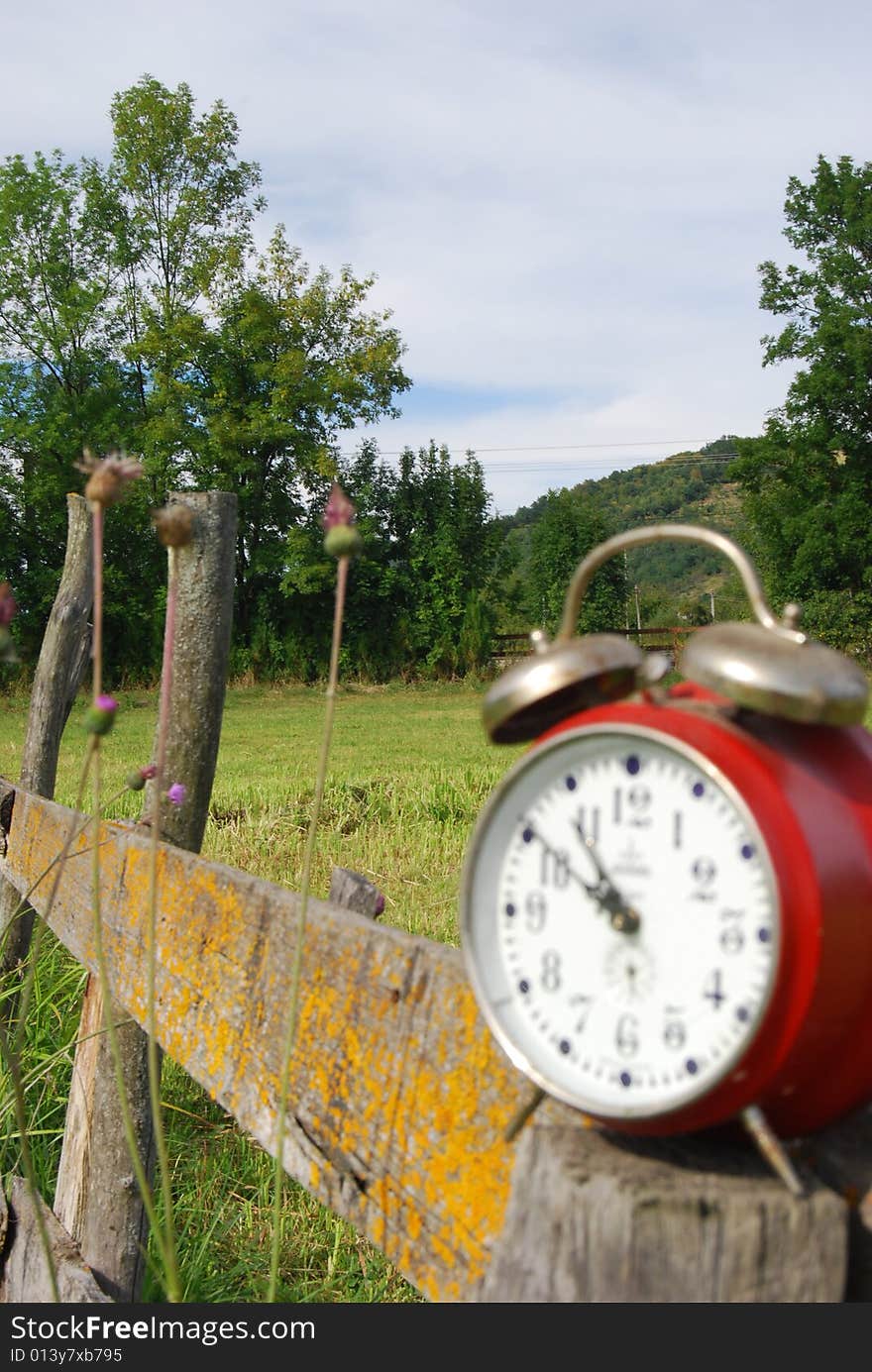 Table clock out in the garden. Table clock out in the garden