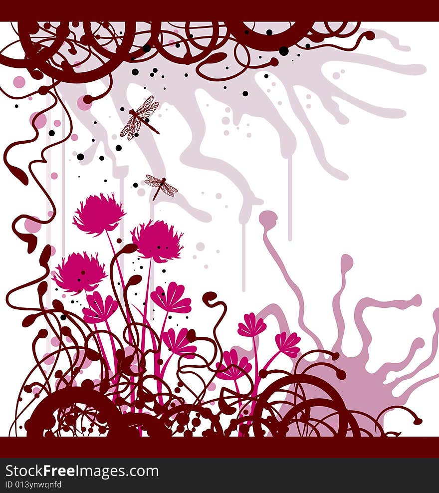 Vector design element with the abstract flowers. Vector design element with the abstract flowers.