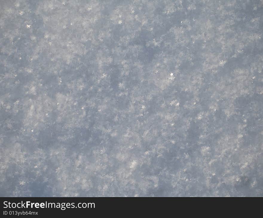 White snow flakes close up