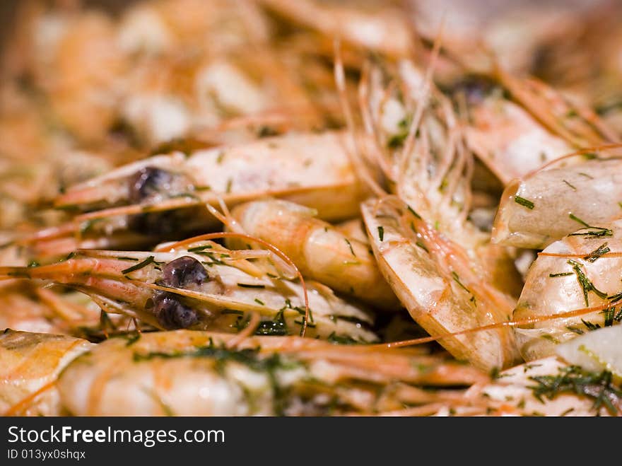 Fresh Shrimp dish with dill. Fresh Shrimp dish with dill