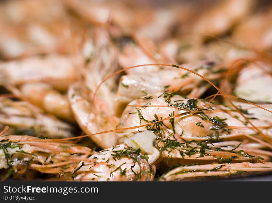 Fresh Shrimp dish with dill. Fresh Shrimp dish with dill