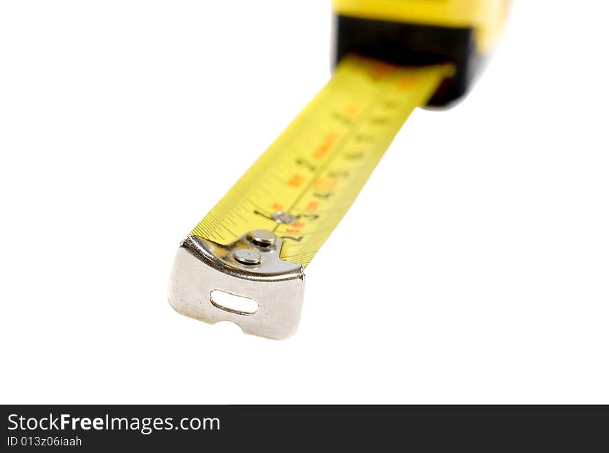 Macro shot of a measuring tape isolated on white