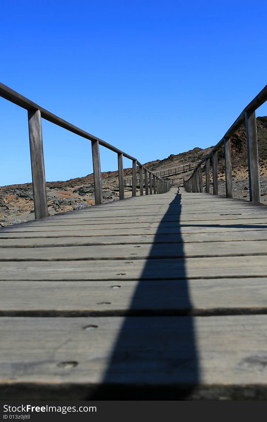 A boardwalk on the Island of Bartolome, Galapagos. A boardwalk on the Island of Bartolome, Galapagos