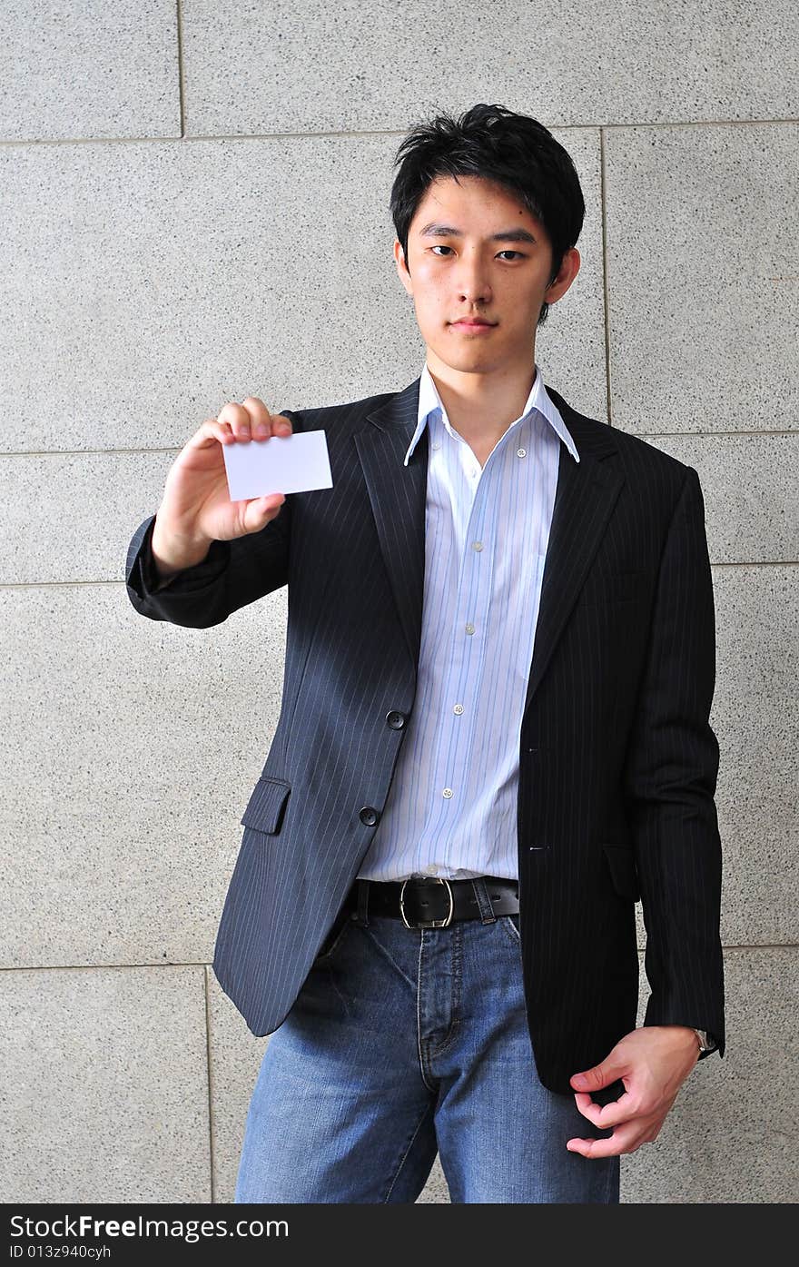 Asian Man with Blank Namecard 8