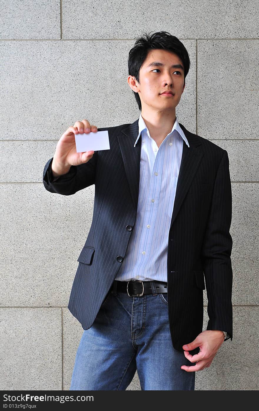 Asian Man with Blank Namecard 11