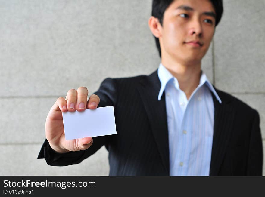 Asian Man With Blank Namecard 12