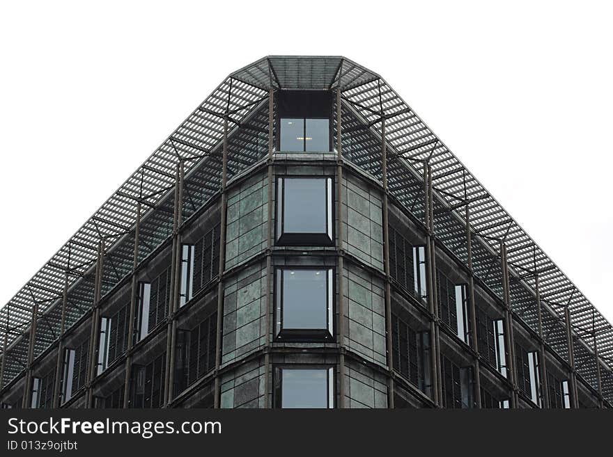 Business building isolated on white, glass and steel