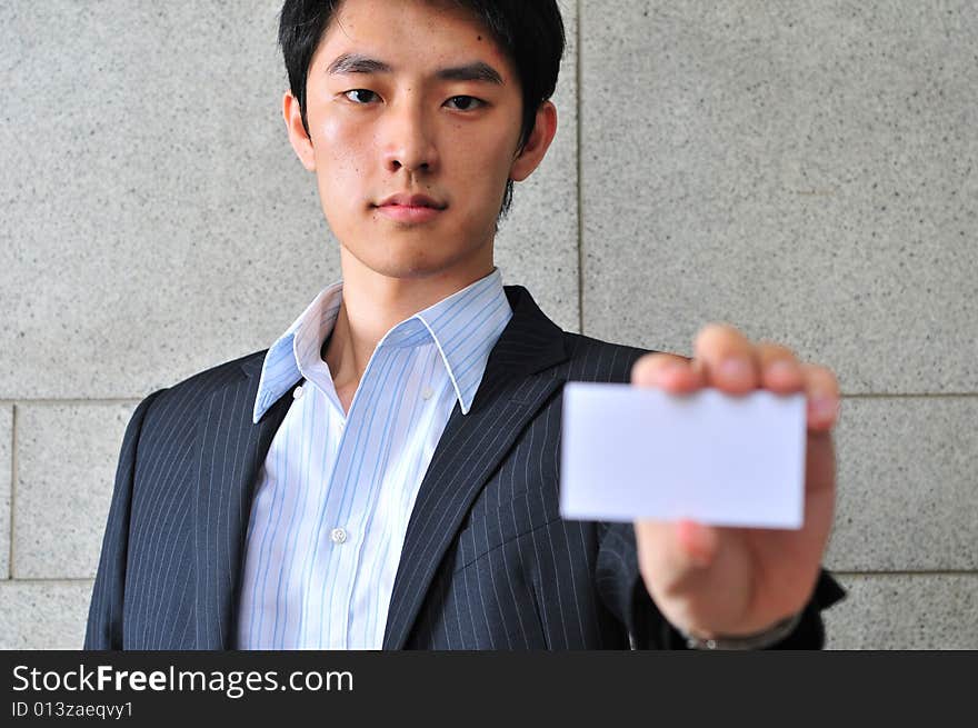 Asian Man with Blank Namecard 17