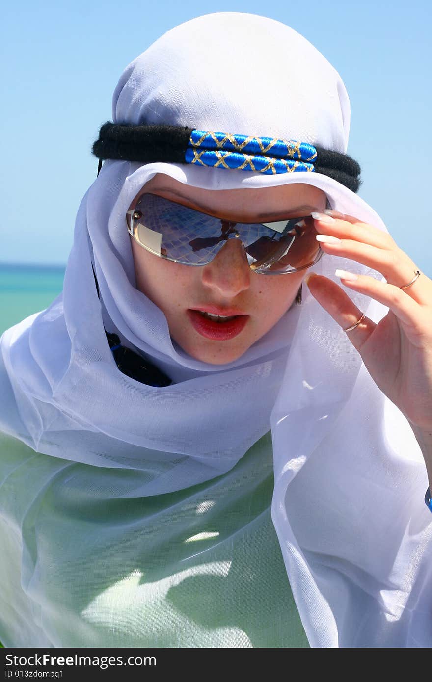 East woman in national Tunisian clothes