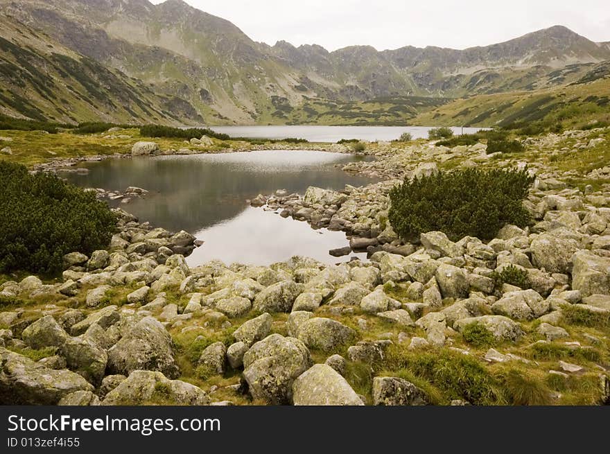 Mountain lake in Tatra Mountains on a summer day