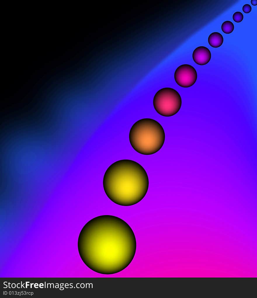 Space view. Ordered number of spheres at the horizon of major blue planet. Space view. Ordered number of spheres at the horizon of major blue planet.