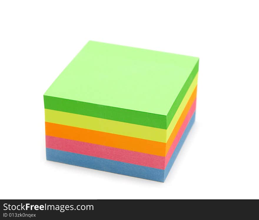 Colorful office paper on white background