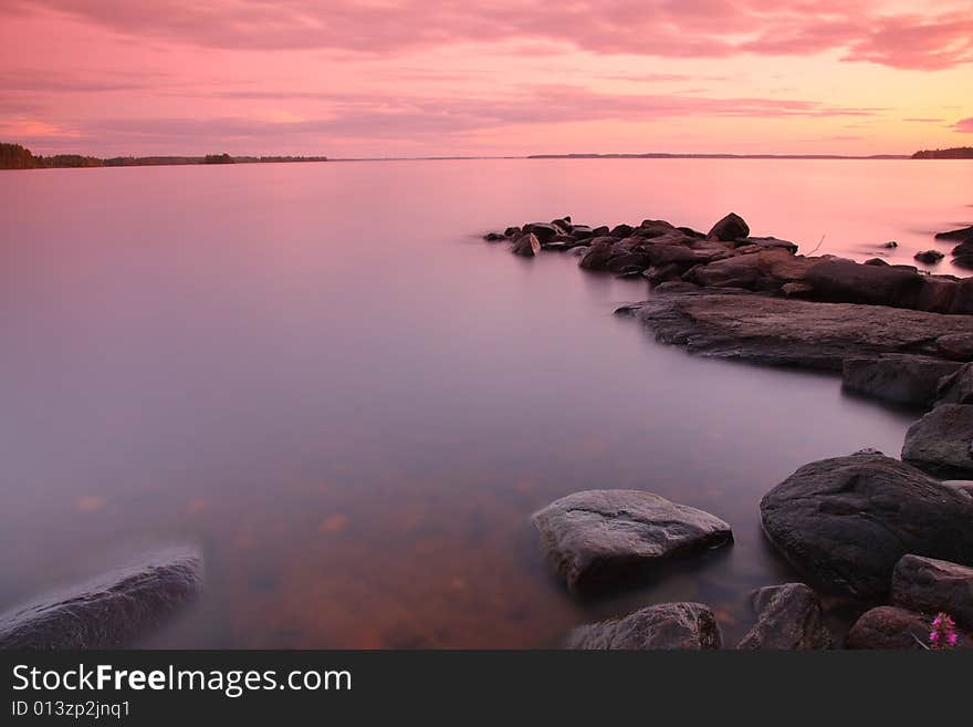 Sunset by the lake