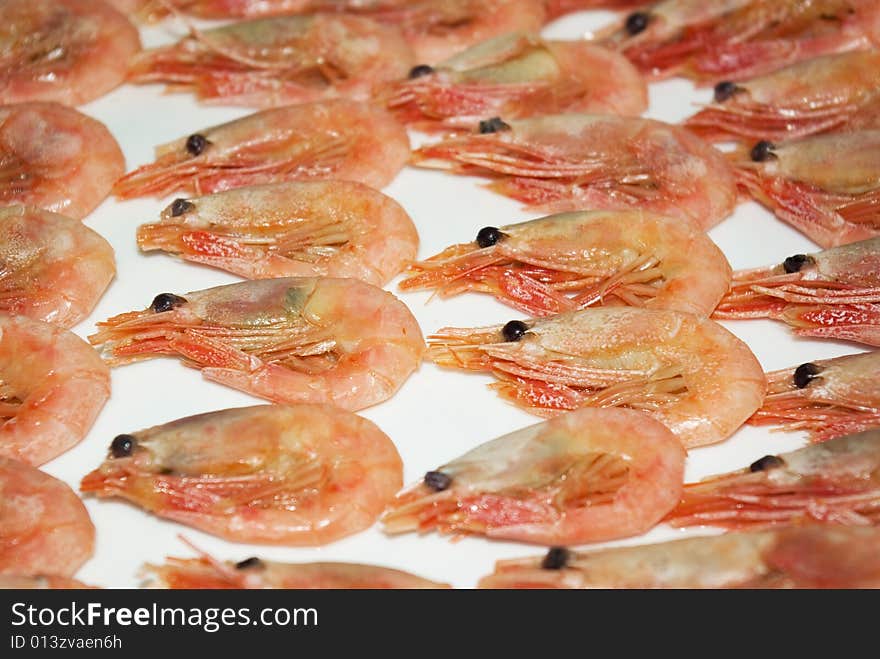 Shrimps crude are presented by close up