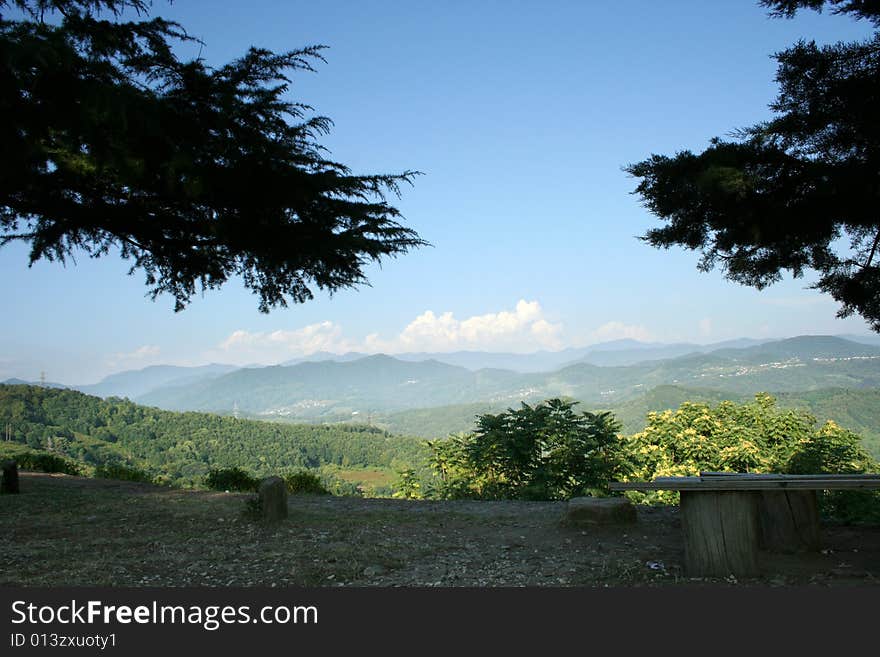 Blue sky on mountain top