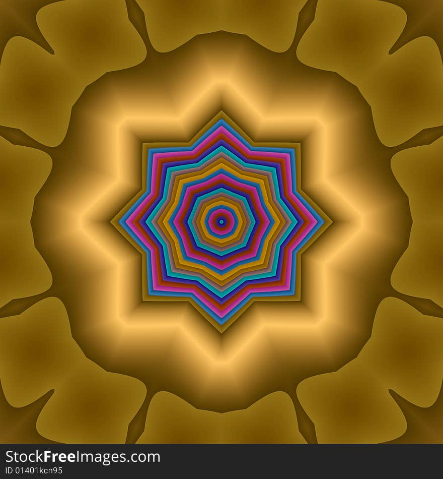 Golden rainbow star compass