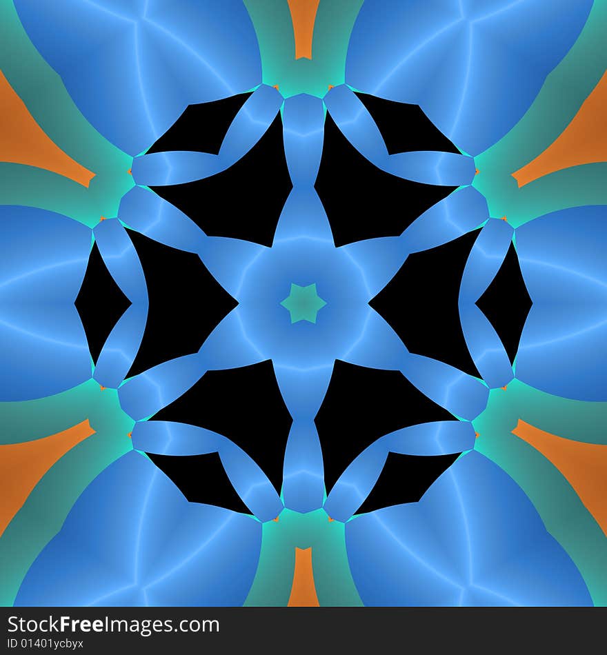 Abstract fractal image resembling a lattice snowflake star mandala