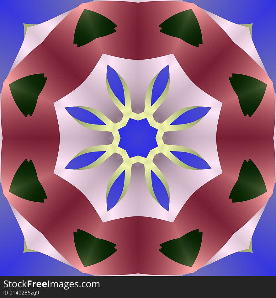 Abstract fractal image resembling a simple compass star mandala