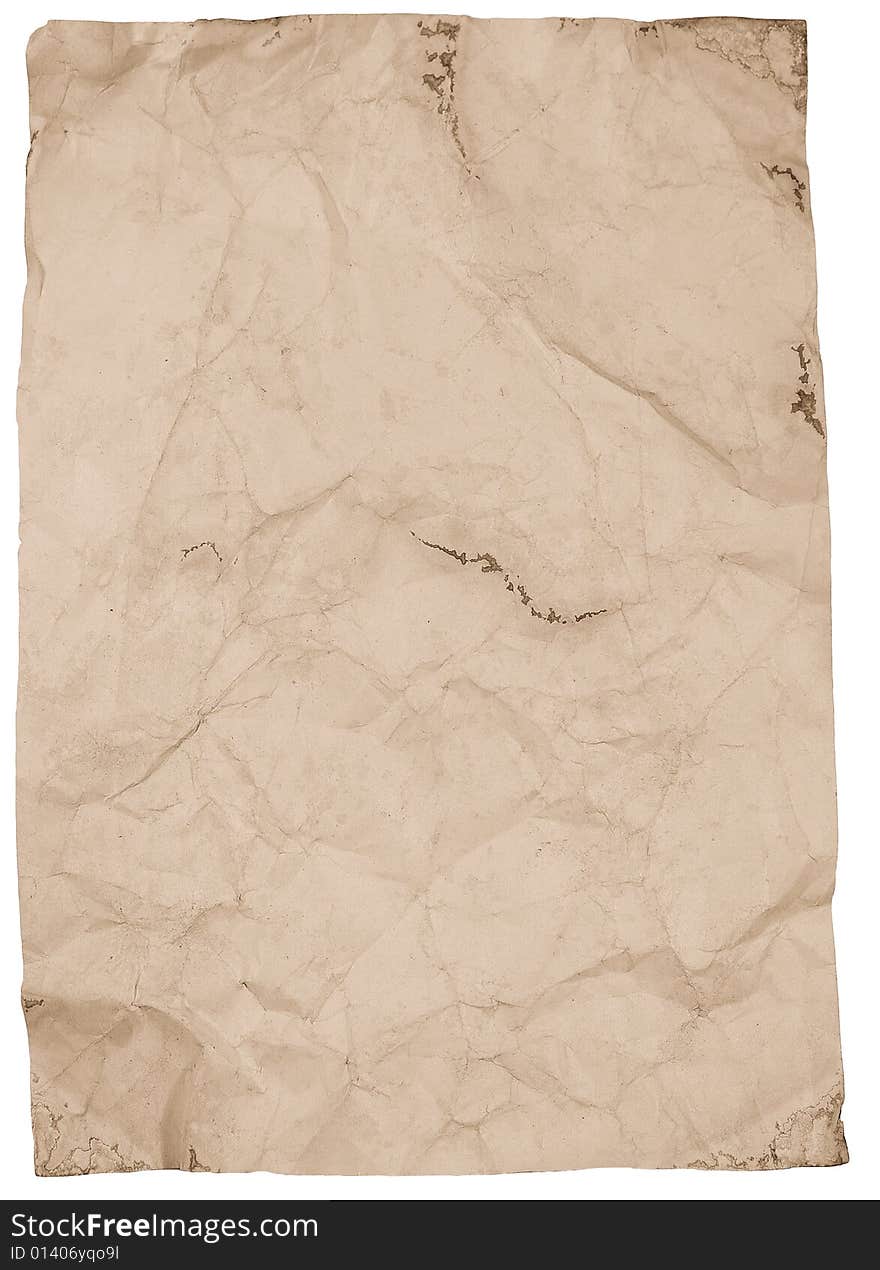 Sheet of old paper (isolated on white)