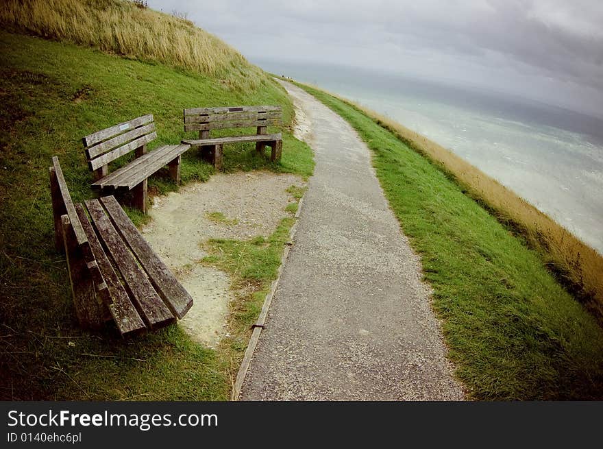 Benches at beache head. england. Benches at beache head. england.