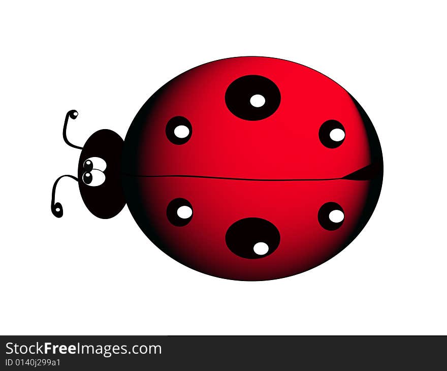 Ladybug in red,white and black colors made in graphics art.