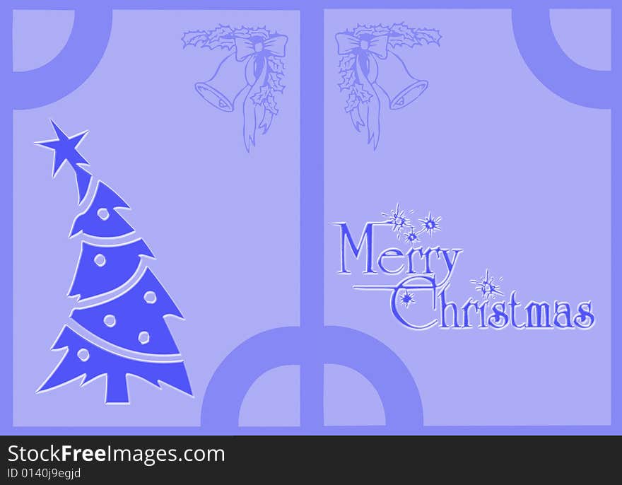 Christmas card with Christmas symbols and written merry christmas