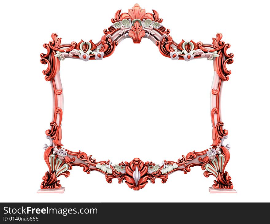 3d image of antique frame. White background.