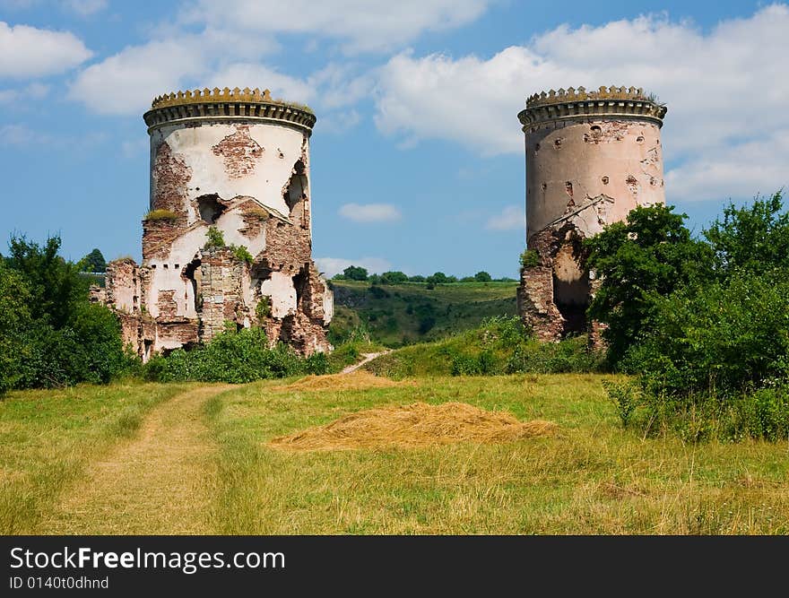 Old castle in ruins in Ukraine