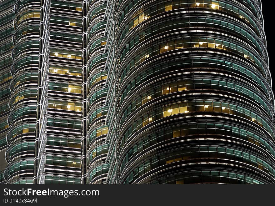 Detail of Petronas Towers in Kuala Lumpur, Malaysia