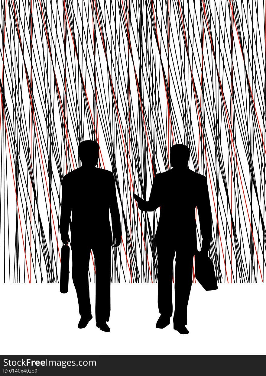 Illustration of businessmen, abstract, lines