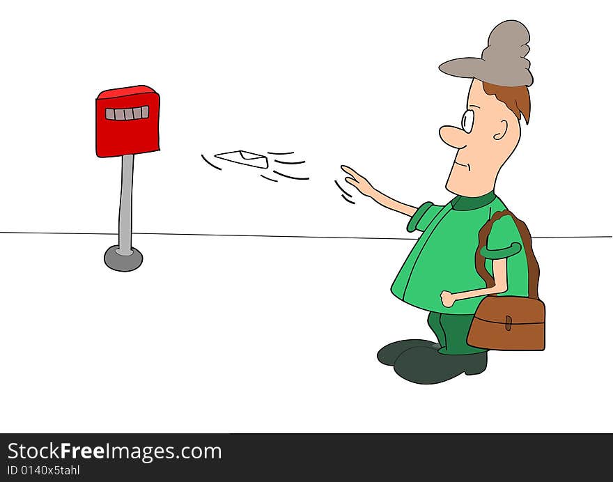 This illustration depict a postman who delivering the letter