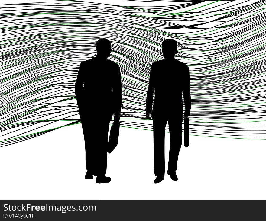 Illustration of businessmen, abstract, lines