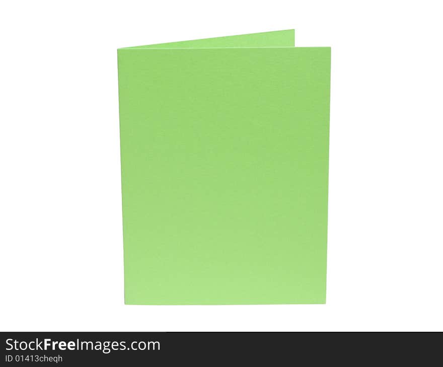 Light green blank card isolated on white background