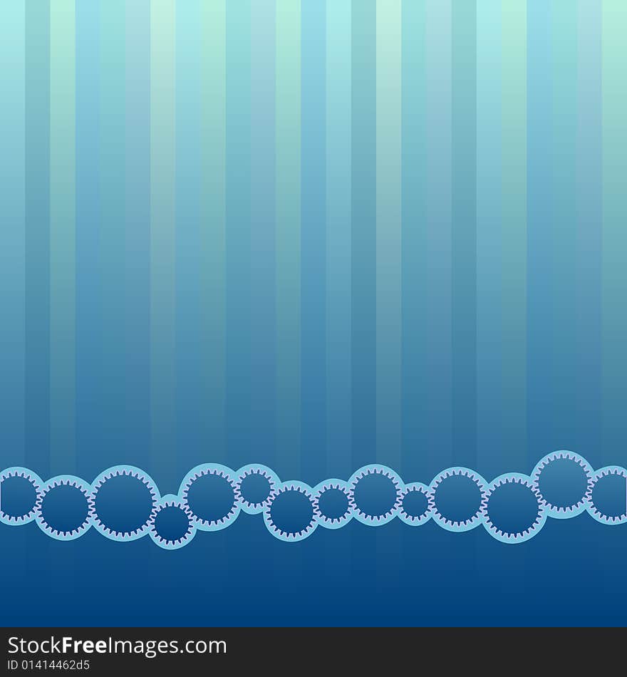 Background composed of vertical lines and with linked gears motif at the bottom. Background composed of vertical lines and with linked gears motif at the bottom