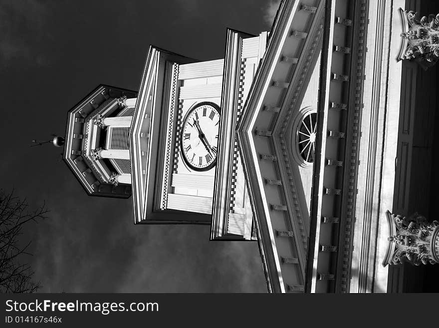 Black and white clock tower