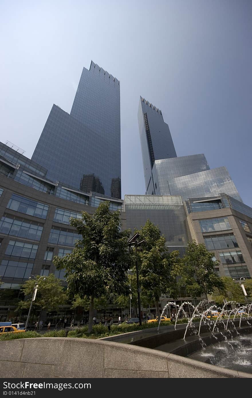 Skyscrapers in Columbus Circle NY in summer 2008