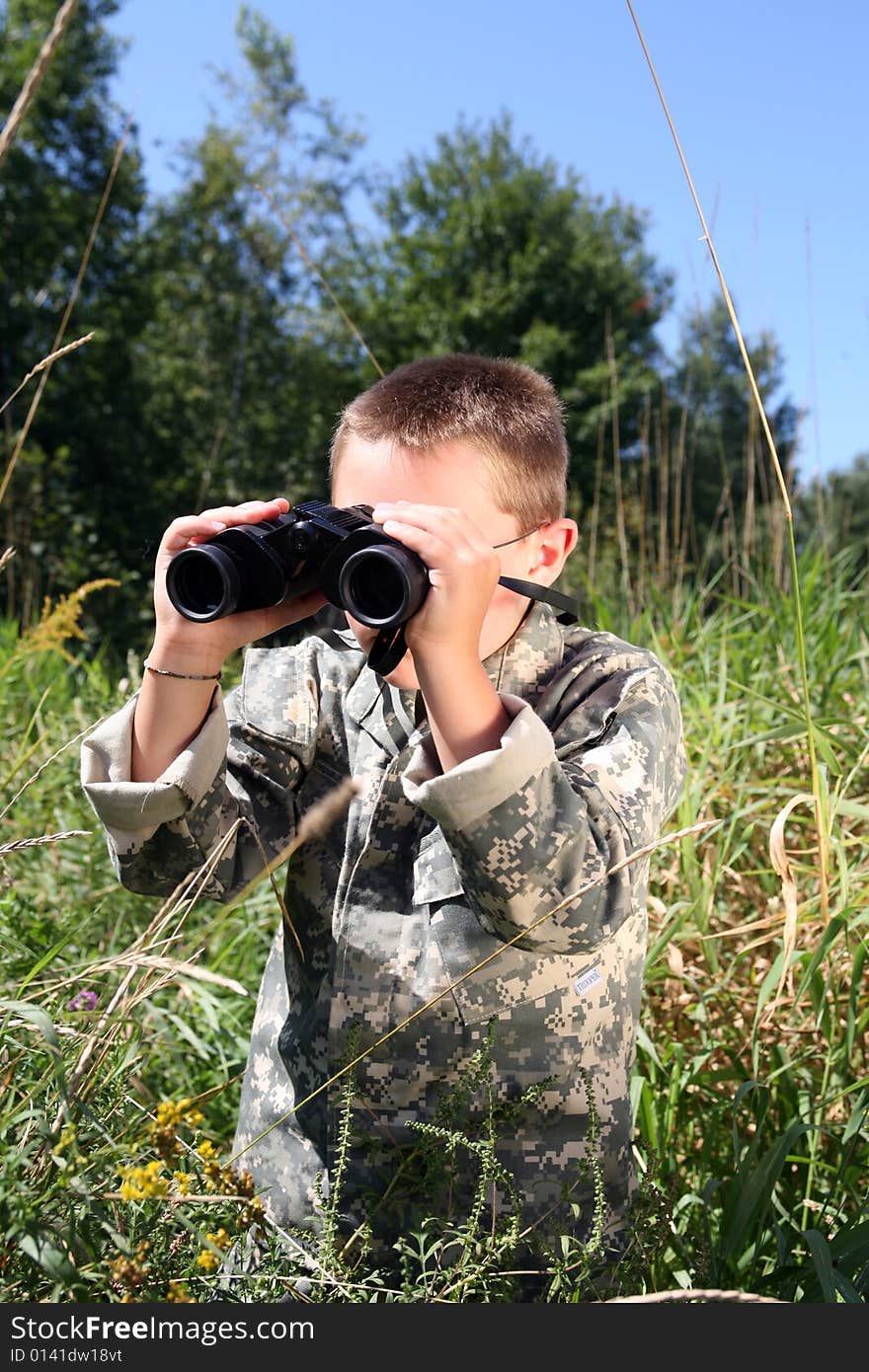 Young boy in camoflage