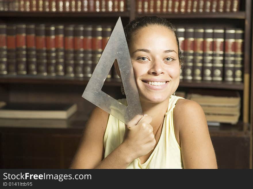 Woman Holding Drafting Tool