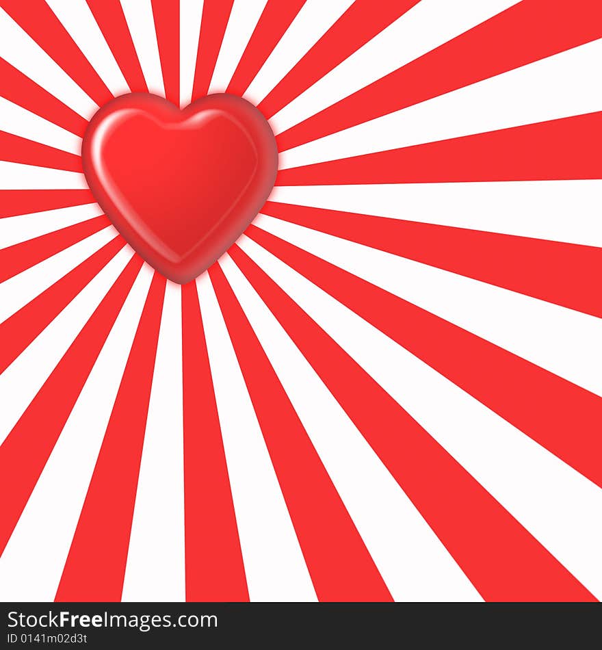 red heart on the striped background