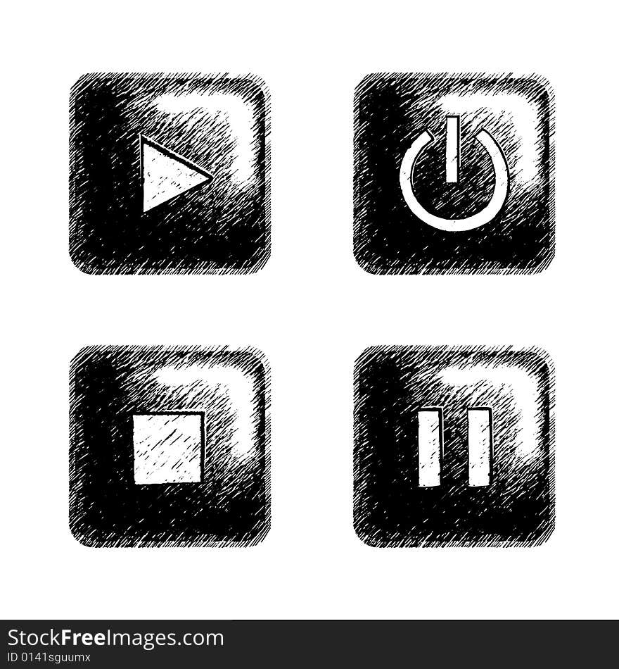 Sketchy style buttons for multimedia interface. Sketchy style buttons for multimedia interface.